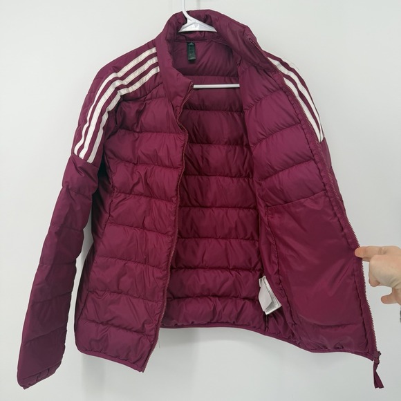 Adidas Women Lifestyle Essentials Down Jacket GH4597 Berry Red Size Small - Picture 3 of 11